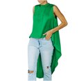 thumbnail image 1 of Summer Tops for Women Fashion Round Neck Sleeveless Solid Color Irregular Casual Tee Tops, 1 of 8
