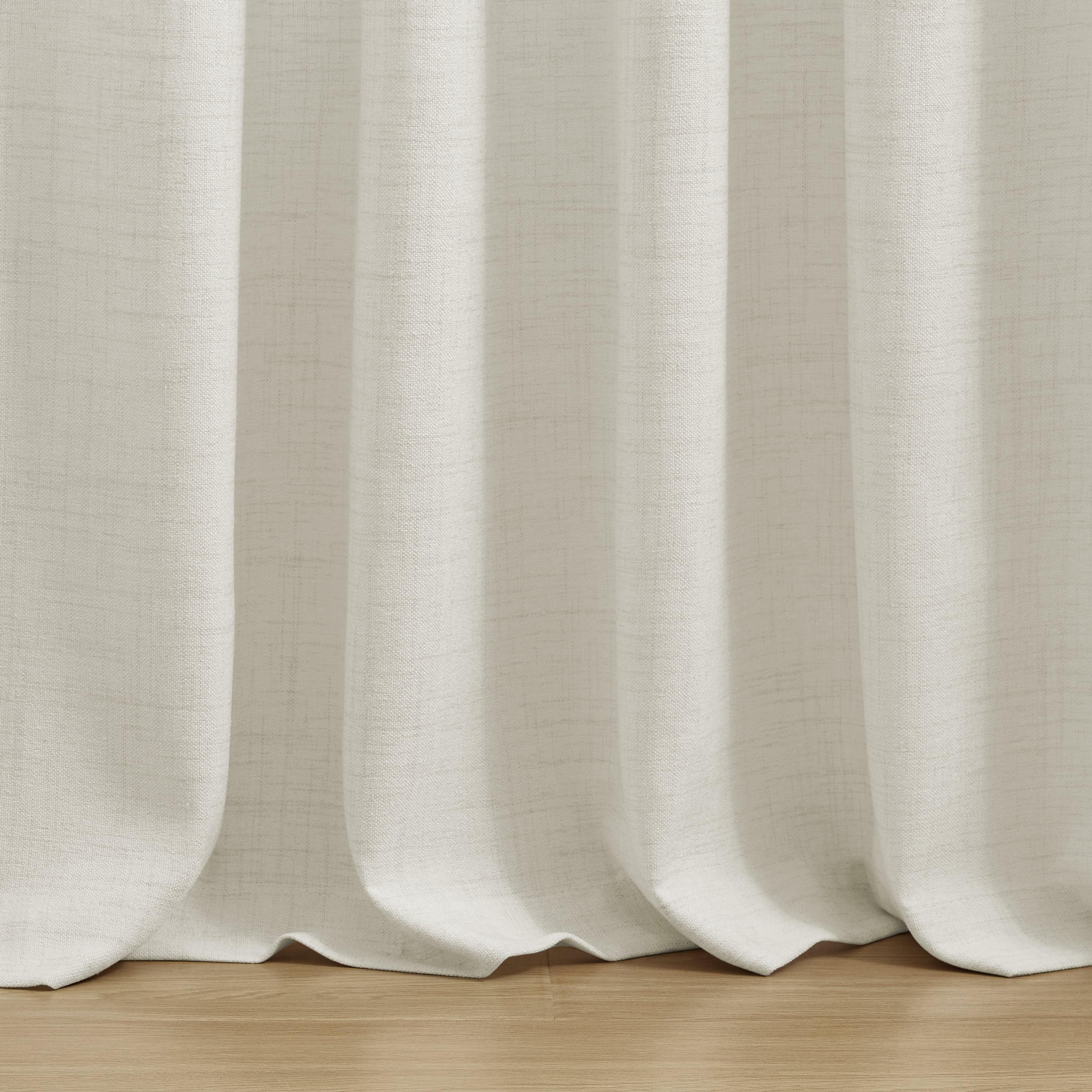 Muuphra Pinch Pleated Light Filtering Linen Blended Curtains with Metal Rings and Hooks for Living Room Bedroom,2 Panels,Ivory White,40"×63"