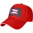 thumbnail image 1 of Ohio State Flag Print Unisex Casquette Baseball Cap, Adjustable Trucker Hat, Breathable Outdoor Sports Cap, 1 of 8