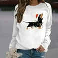 thumbnail image 2 of Tiweut Women's Leisure Hoodies Christmas Santa Sausage Dog Print Fashion Loose Fit Pullover Long Sleeve Round Neck Regular Tops White,S, 2 of 7