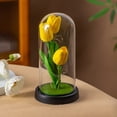 thumbnail image 3 of BotaniNest LED Lamp Flower Night Light Handmade Light Up In Glass Dome Table Lamp Ornaments Desktop Battery Operated, 3 of 5