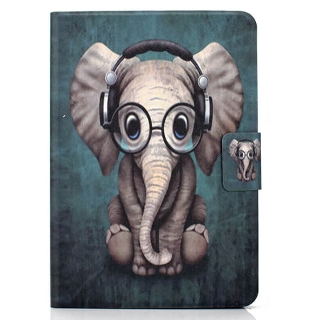 Tablet Case for All-new Amazon Kindle Fire HD 10/HD Plus (2021 Released) 10.1" Inch -Cute Slim Folio Stand PU Leather Cover with Auto Wake/Sleep for Kids Girls Boys (Elephant)