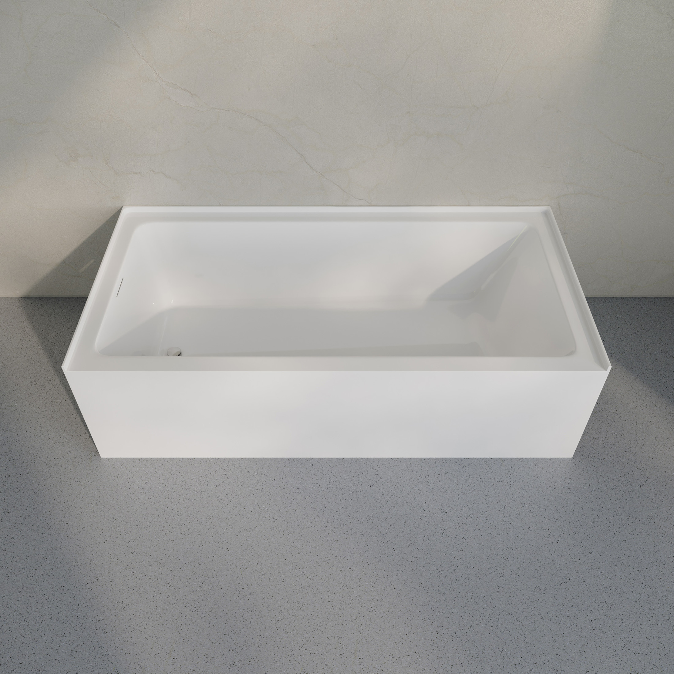 Voltaire 72 x 36 Skirted Left Drain Soaking Alcove Bathtub in Glossy White, Drain Included