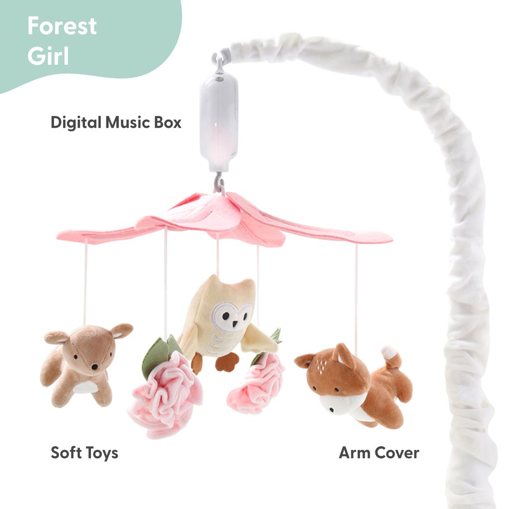 The Peanutshell Pink Little Forest Musical Crib Mobile photo 1