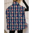 thumbnail image 5 of Women Floral Oversized Puffer Vest Cap Sleeve Winter Warm Puffy Quilted Jackets Coat, 5 of 7