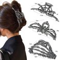 thumbnail image 1 of Set of 3 Gothic Spider Web Skeleton Skull Hair Claw Clips, Heavy Duty Metal Large & Medium Hair Barrettes for Women Girls Thick Thin Hair, Headband Styling Halloween Gift, 1 of 1