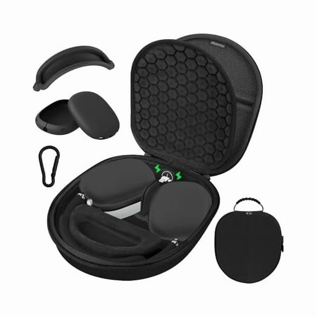 wonima44 AirPod Max Case with Sleep and Charging Support, AirPods Max Accessory Compatible with Apple AirPods Max Wireless Over-Ear Headphones, Travel Portable Airpod Max Case(Black)