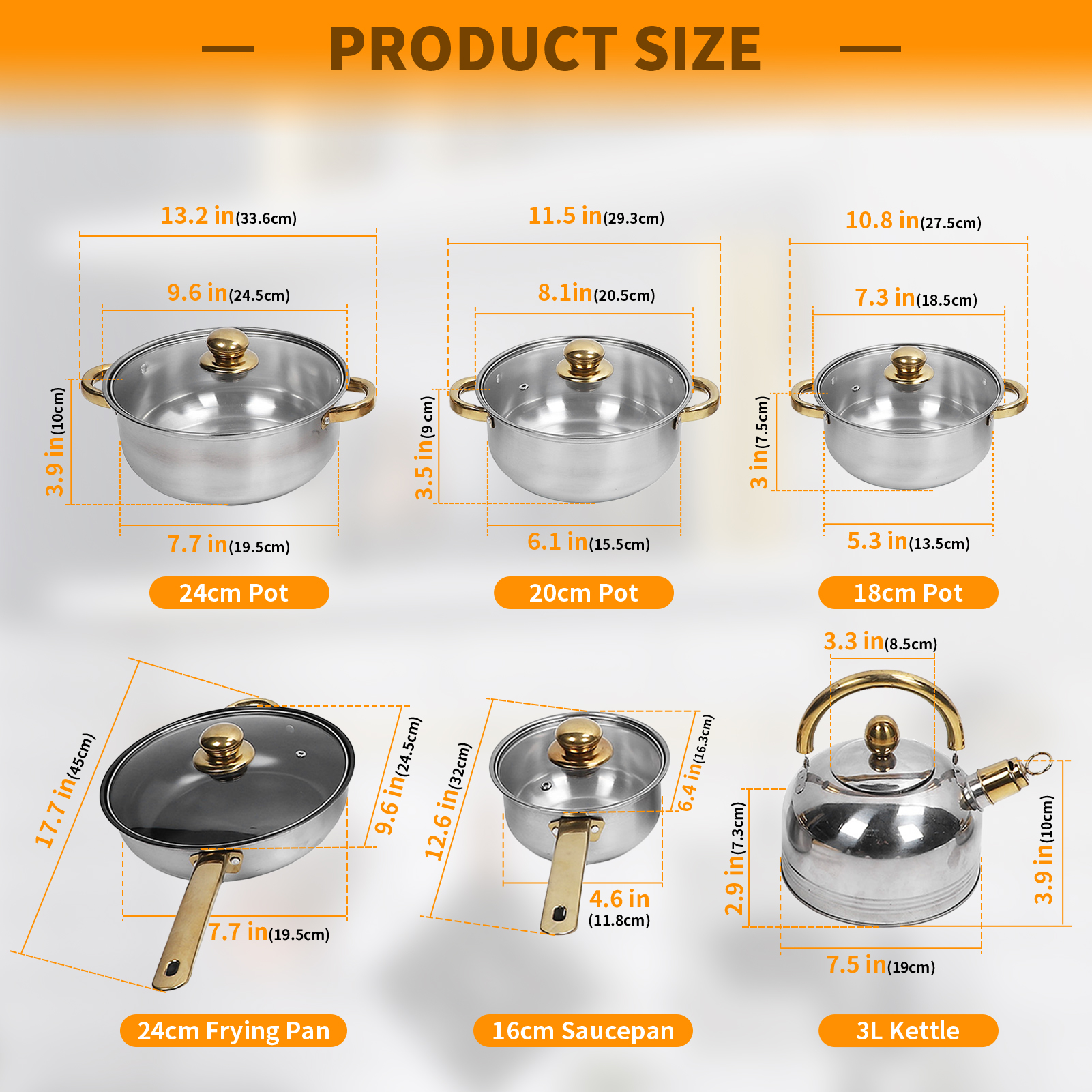 Tebru 12 Piece Nonstick Stainless Steel Cookware Set, Glass