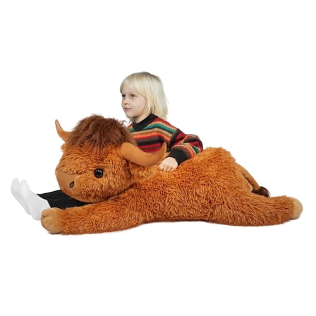 Giant Highland Cow Stuffed Animal 38" Brown Plush Cow, Soft Giant Cow Pillow for Kids and Adults