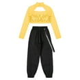 thumbnail image 4 of IEFIEL Girls Hip Hop Street Dance Costume Sequins Open Back Crop Top with Chain Jogger Pants Dancewear Gold 10, 4 of 7