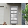 thumbnail image 2 of Front Exterior Prehung Metal-Plastic Door Frosted Glass / Manux 8002 Grey Ash / Office Commercial and Residential Doors Entrance Patio Garage 36" x 80" Right-hand Inswing, 2 of 5