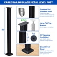 Yescom Black Cable Railing Post 36 inch for Horizontal Deck Railing Pre ...