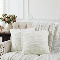 Home Soft Things Shar Pei Faux Fur Decorative Throw Pillow Covers, Soft Velvety Pillow Cases Cushion Covers, No Pillow Insert, Set of 2, Cloud Dancer, 26" x26"