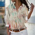 thumbnail image 1 of Fiudx Camisas de Mujer Camisa con Botones de Solapa Estampada de Serie Informal Regular de Manga Larga para Mujer, 1 of 5