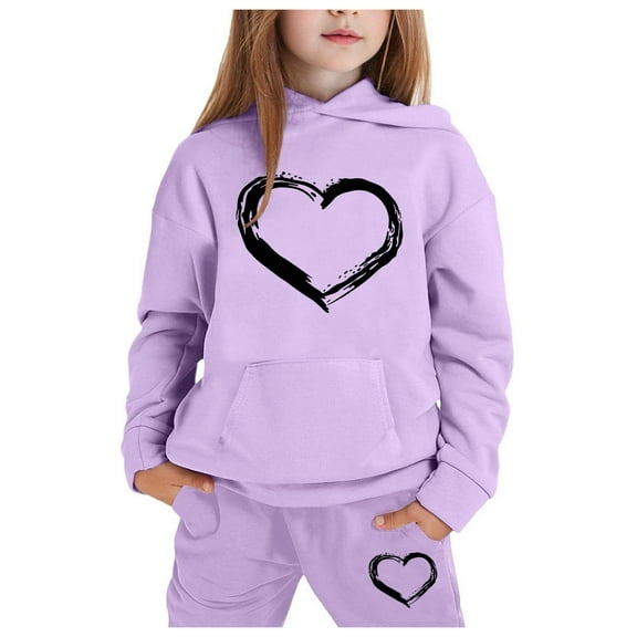 Kids Kids Sweatsuit Set for Girls,2 Piece Long Sleeve Purple Hoodie and Active Jogger Pants Winter Clothes Boys Girls Jogger Set 4-5 Years Cute Boys Girls Clothing
