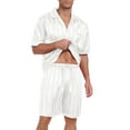 thumbnail image 3 of MINTREUS Men Satin Silk Pajamas Set with Pockets Sleepwear Shorts Satin Loungewear 2 Piece Button Down Set, 3 of 6