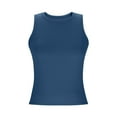 thumbnail image 5 of Wyobmus Summer Tank Tops for Women 2025 Ribbed Knit Sleeveless Tanks Slim Fit Round Neck Shirts Casual Basic Tops Blue, 5 of 7