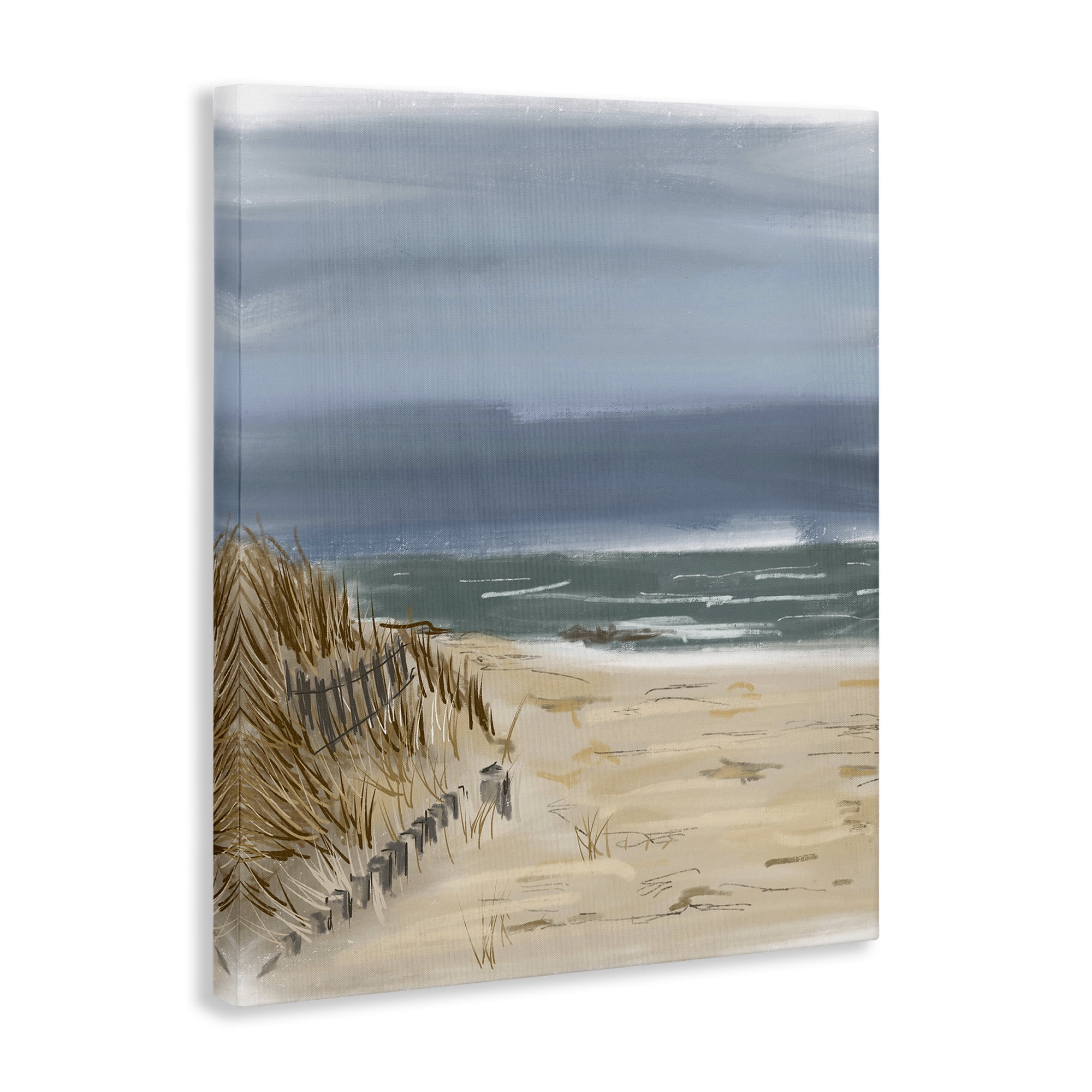 Stupell Industries Serene Beach Fence Landscape Painting Gallery Wrapped Canvas Art Print Wall Art, 24 x 30