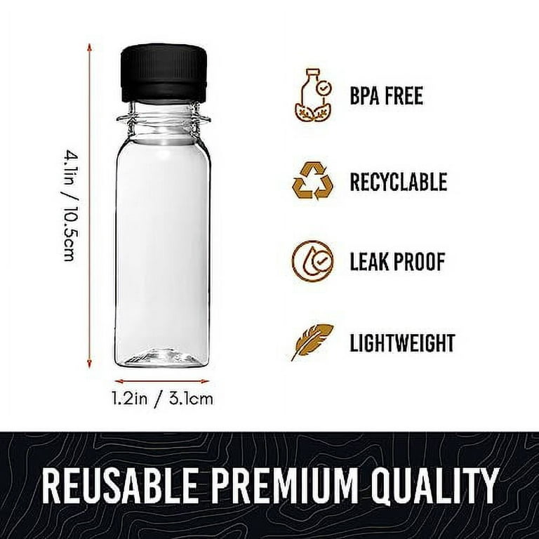 Norcalway 2 Oz Small Plastic Bottles with Black Caps for Liquids