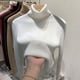 thumbnail image 3 of Suéter de cuello alto de terciopelo para mujer, jersey de punto grueso suave que combina con todo, 6 colores, interior, Color sólido, nuevo, 3 of 4