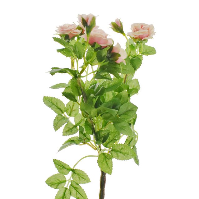 Artificial Mini Rose Bush Spray, Pink, 10Inch