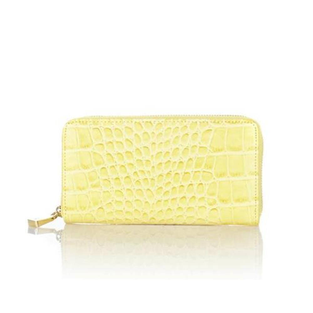 yellow croc purse