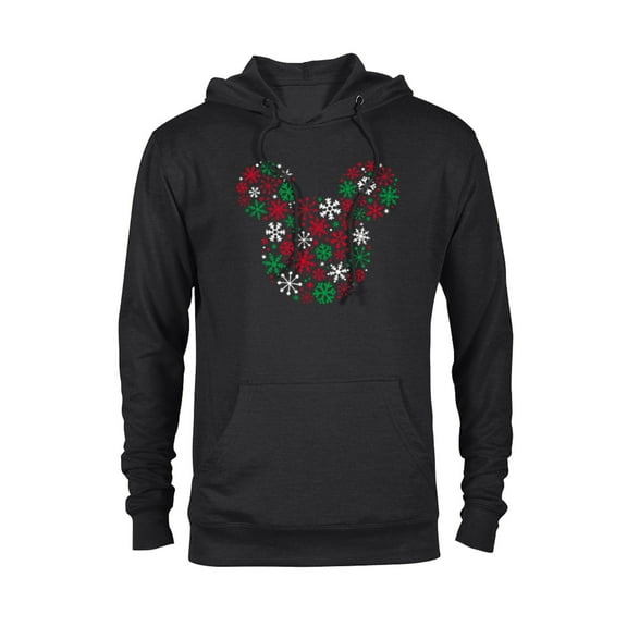 Disney Mickey Mouse Icon Holiday Snowflakes - Pullover Hoodie for Adults -Customized-Black