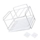 thumbnail image 3 of Esponja Rejilla de drenaje para fregadero de cocina, cuenco, soporte para trapo, cesta hueca para colgar en la pared, con bandeja, color blanco Eigraketly HA004832-01, 3 of 7