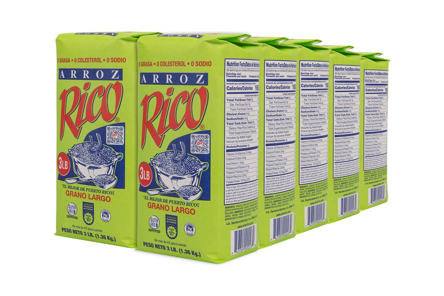 Arroz Rico Rico  Enriched Rice, 3 lbs Panamerican Grain