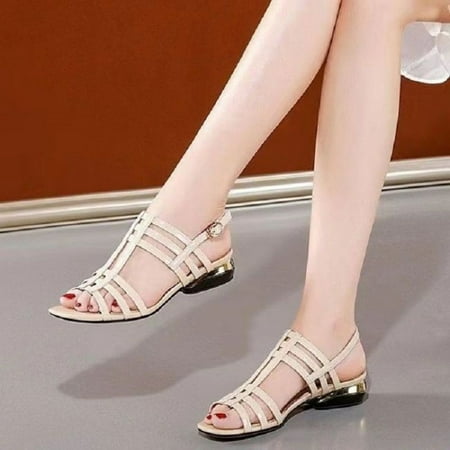 

Fish Mouth Sandals Lightweigh Orthopedic Sandals Women Plantar Fasciitis Wide Fit Gladiator Ladies Roman Sandals Summer Shoes Low Wedge Slippers Embroidered Sandals Sliders Adjustable Ankle Strap