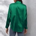 thumbnail image 4 of Women's Tops Satin Satin Imitation Silk Long Sleeved Button Down Blouse Shirts for Women, 4 of 4