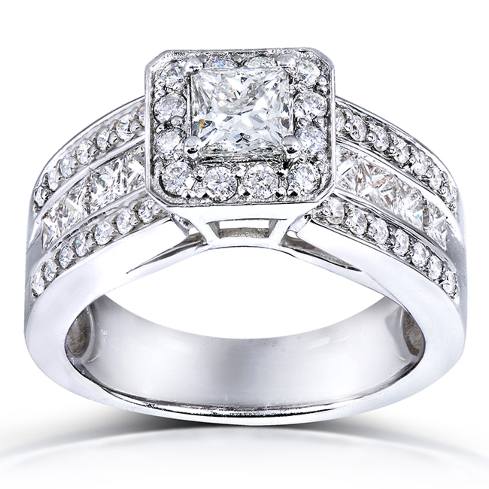 Princesscut Diamond Engagement Ring 1 2/5 Carat (ctw) in 14k White