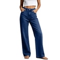 thumbnail image 3 of DYTTDG Women High Waist Solid Straight Leg Jeans, Classic Button Zipper Denim Pants With Multiple Pockets, Casual Relaxed‑Fit Denim Trousers For Spring Fall Daily Casual Outfits, 3 of 8