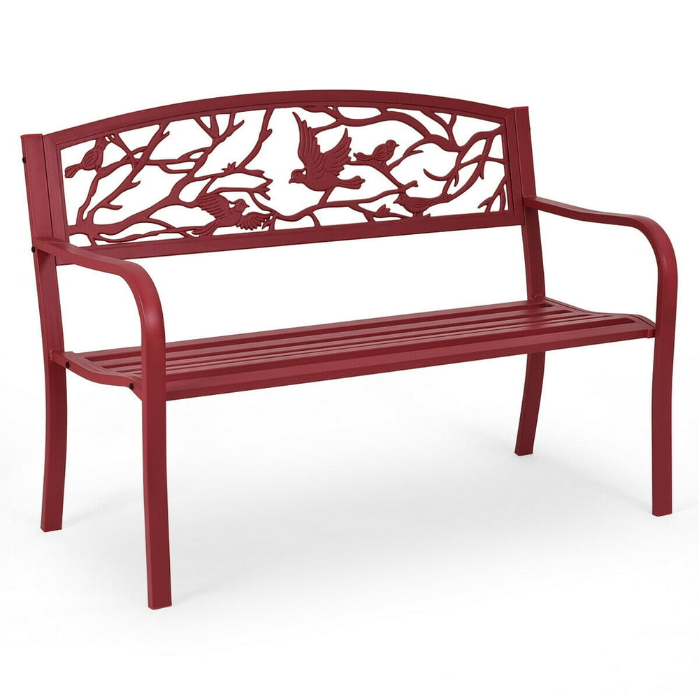 Costway Patio Garden Bench Park Yard Outdoor Furniture Cast Iron Porch