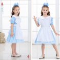 thumbnail image 4 of Jurebecia Alice in Wonderland Dress Princess Costume Kids Girls Halloween up Birthday Outfits Pretend Play Dresses Blue 6T(5-6 Years), 4 of 12