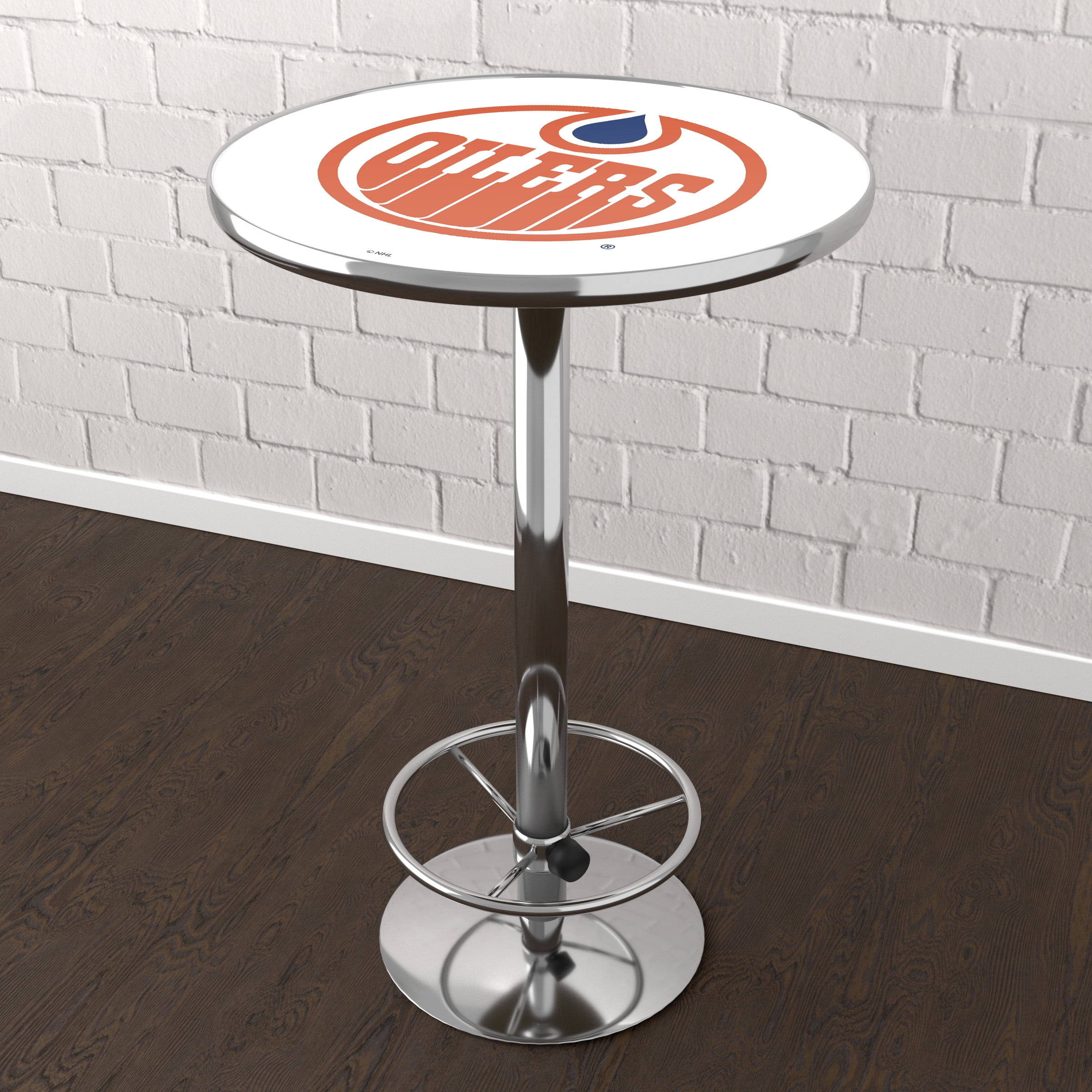 Edmonton Oilers Vintage Bar Table with Adjustable Footrest and Acrylic Top