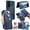 Blue, variant on Wallet Case For Samsung Galaxy S25 FE, 2 in 1 Detachable Magnetic Folio Cover with Zipper Pocket Purse, RFID Blocking Card Holder, Premium PU Leather Kickstand Flip Shockproof Case, Black