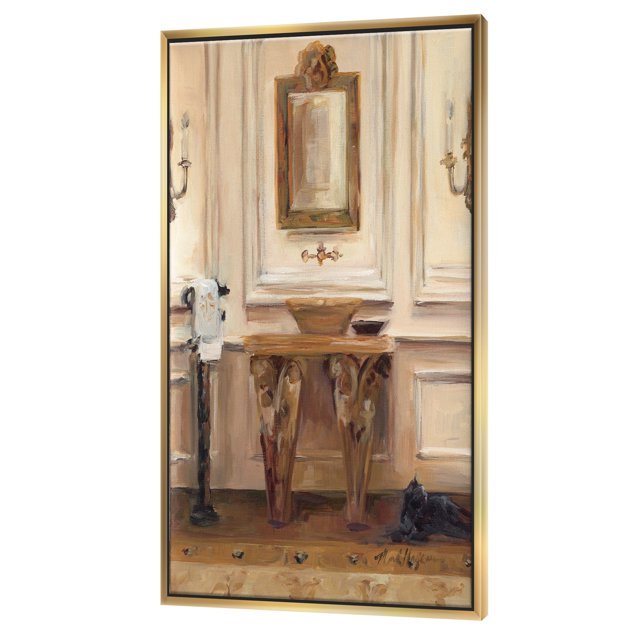 Vintage Paris Bathroom Painting - Traditional Bathroom Framed Canvas