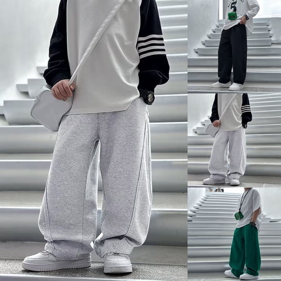 RTKFRFLM Boys Loose Fit Straight Leg Sweatpants, Solid Color Casual Wide Leg Athletic Pants for Big Kids