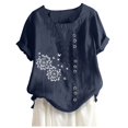 thumbnail image 2 of Babysbule Women's Tops Womens Casual Loose Button Linen Plus Size Print Boho Tanic Shirt Blouse Tops, 2 of 4