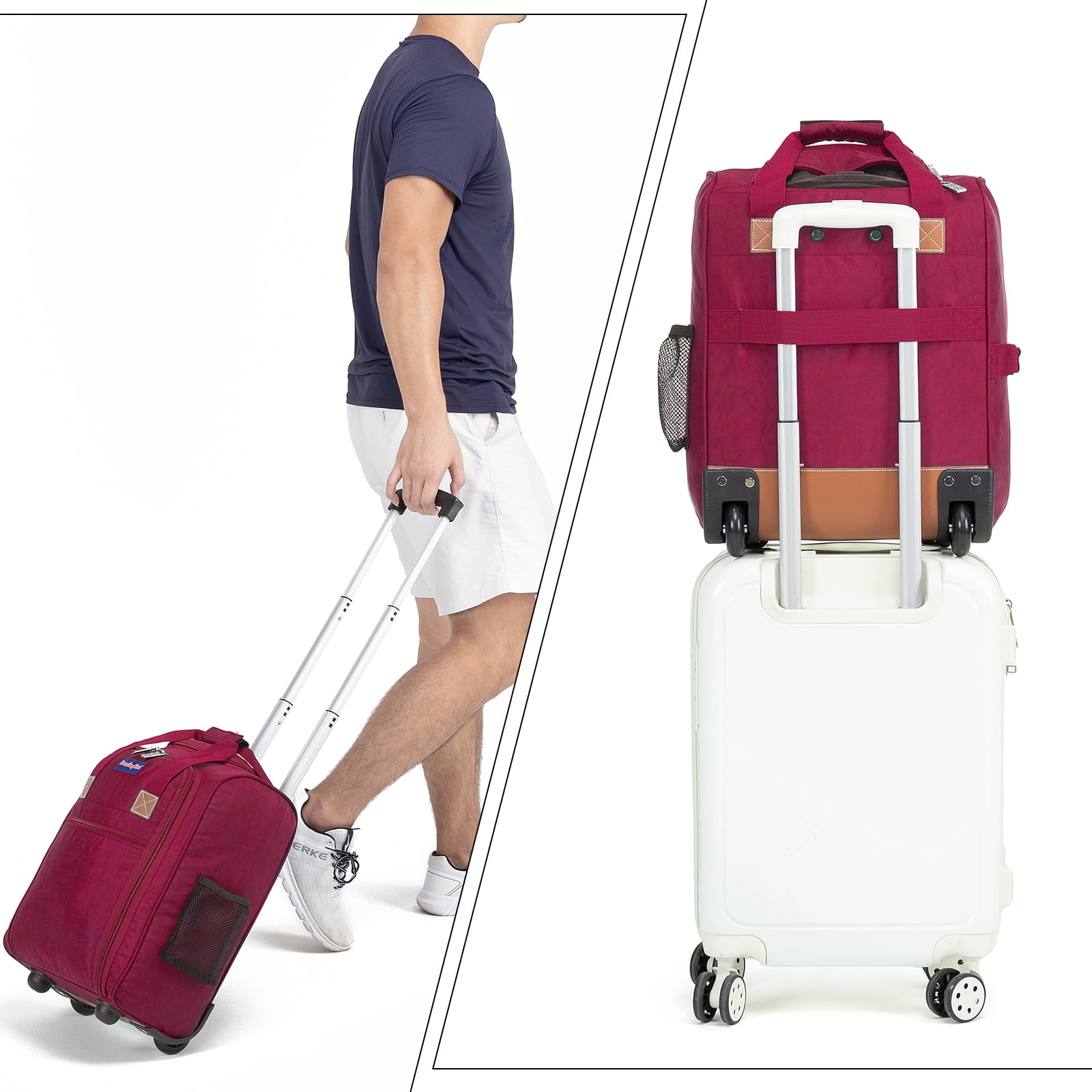 BoardingBlue 17x13x8 Inches Rolling Duffel Bag for JetBlue Allegiant Spirit Airlines Purple