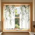 thumbnail image 7 of 2 Panels Kitchen Window Curtains, Cafe Bathroom Window Short Curtain, Sage Green Eucalyptus Print, Semi Sheer Light Filtering, Kitchen & Cafe Bathroom Decor - 27.5X47'', 7 of 7
