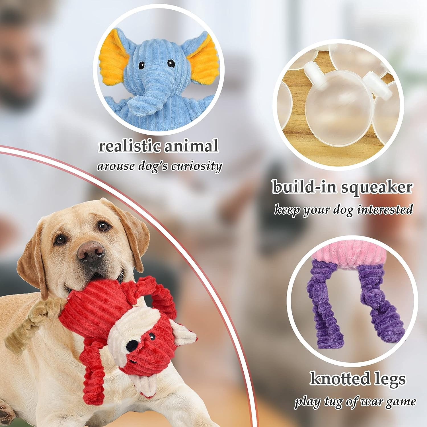 LECHONG Christmas Dog Toys for Small Dogs, 5 Pack, Stuffed Animal Squeaky Dog Toys for Medium and Large Dogs, Puppy Toys