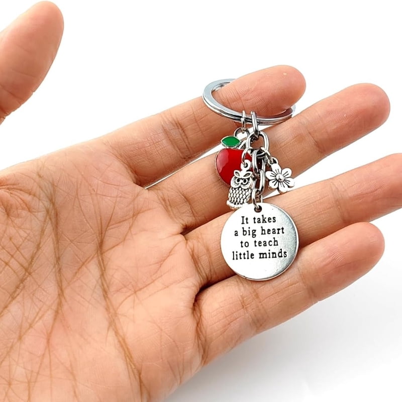 24Pcs Teacher Appreciation Keychain Gifts Bulk, Heart and Apple Shape Thank You Keychains for Teachers, Inspirational Pendant Key Rings for Teacher Appreciation Week Graduation School Staff Gifts