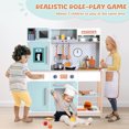 thumbnail image 4 of Play Kitchen for Kids, Pretend Wooden Play Kitchen with Stove, Oven, Sink, Ice Maker,Coffee Machine and Accessories, Chef Pretend Play Set with Real Lights & Sounds, Gift for Boys &Girls, 4 of 7