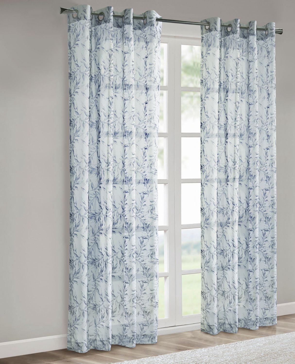 Jolie Sheer Grommet Curtain Panel Pair 52" x 84" each in each indigo