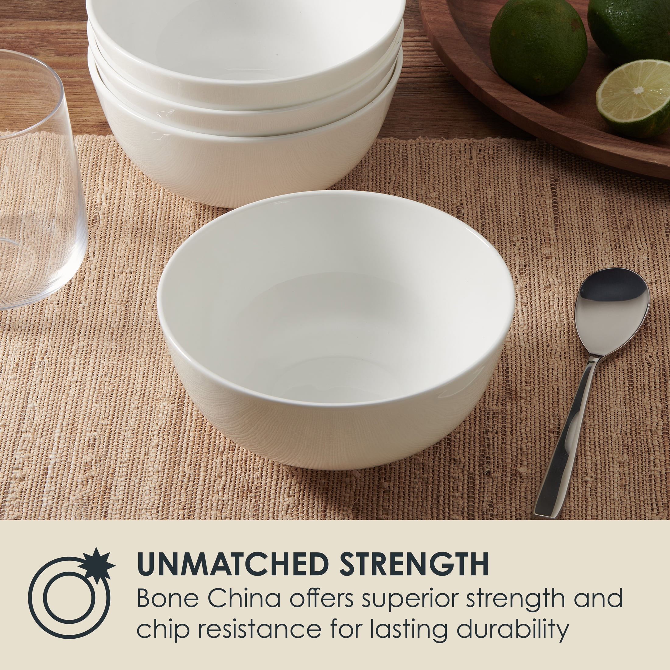 Fitz and Floyd Nevaeh 27.5 oz White Classic Rim Bone China Adult Tableware Bowls (4 Count)