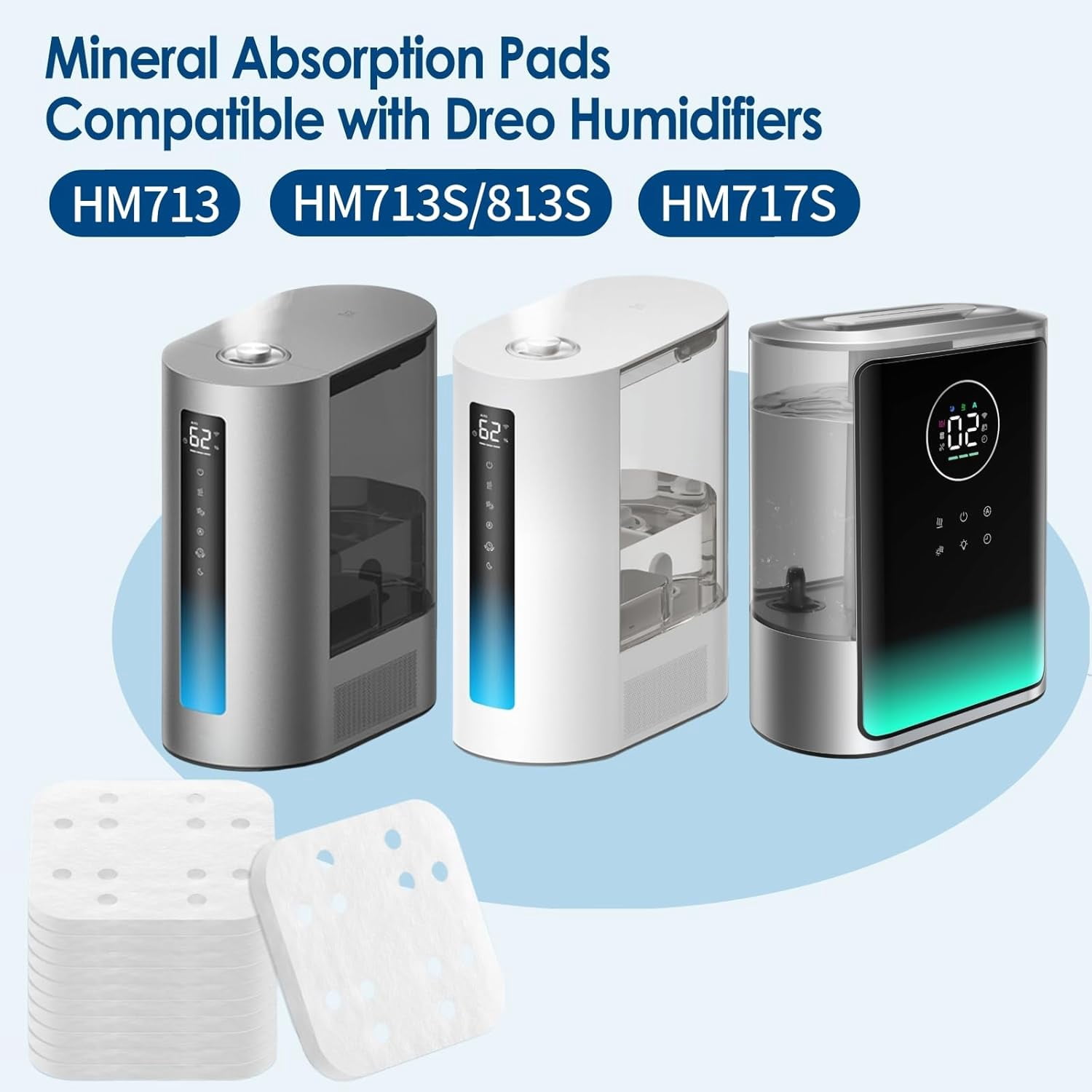 32-Pack Mineral Absorption Pads for Humidifiers, Compatible with Dreo Humidifier
