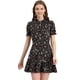 thumbnail image 1 of Vestido De Manga Abullonada Corta De Gasa Con Pajarita Floral Con Volantes Para Mujer Allegra K Negro verde flores rojas y blancas M, 1 of 6