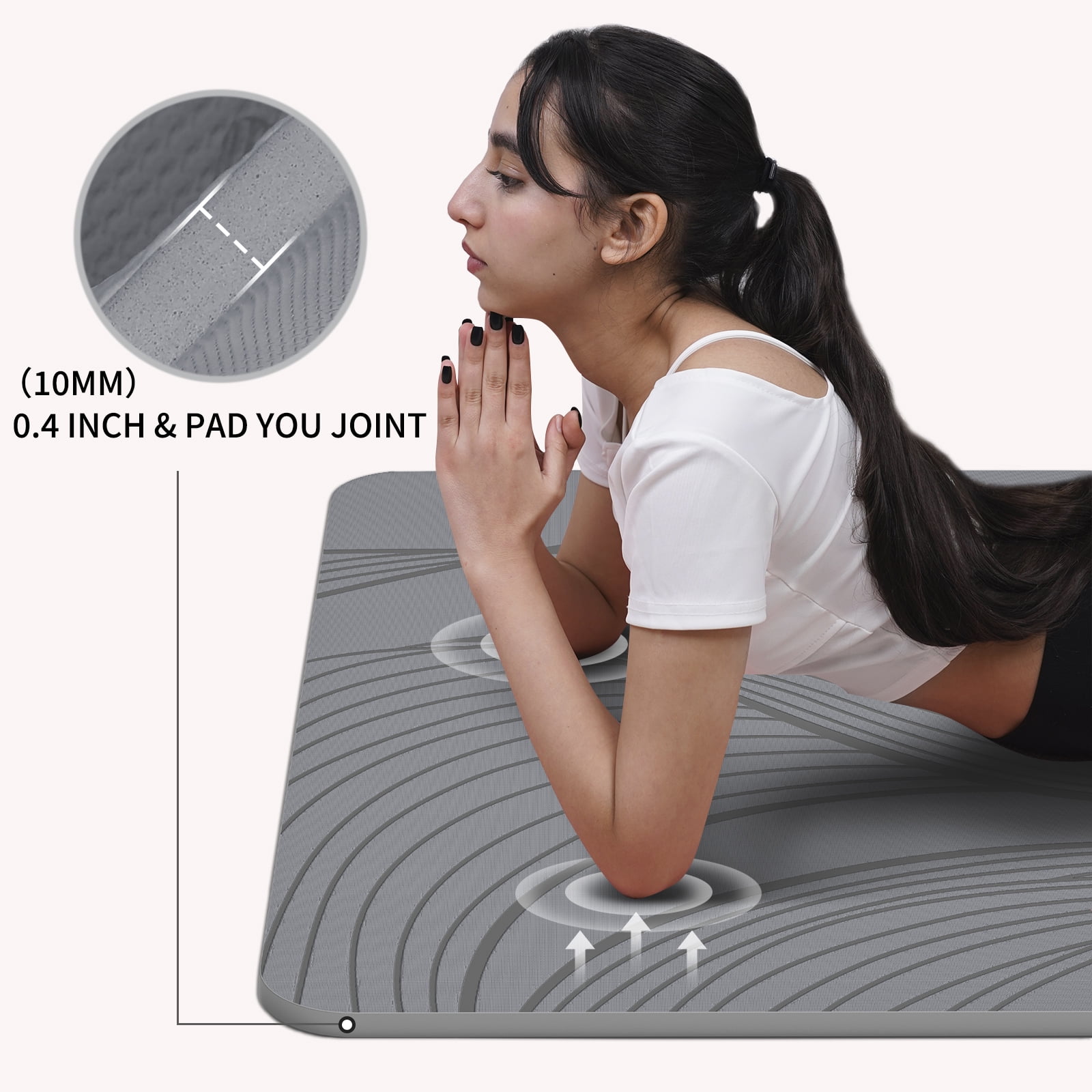 4W Wide Yoga Mat, Extra Large 35" x 72" Pilates Matt, 10mm Thick Non Slip Mat, TPE Tear-Resistant Exercise Mats for Home Workouts (Grey)